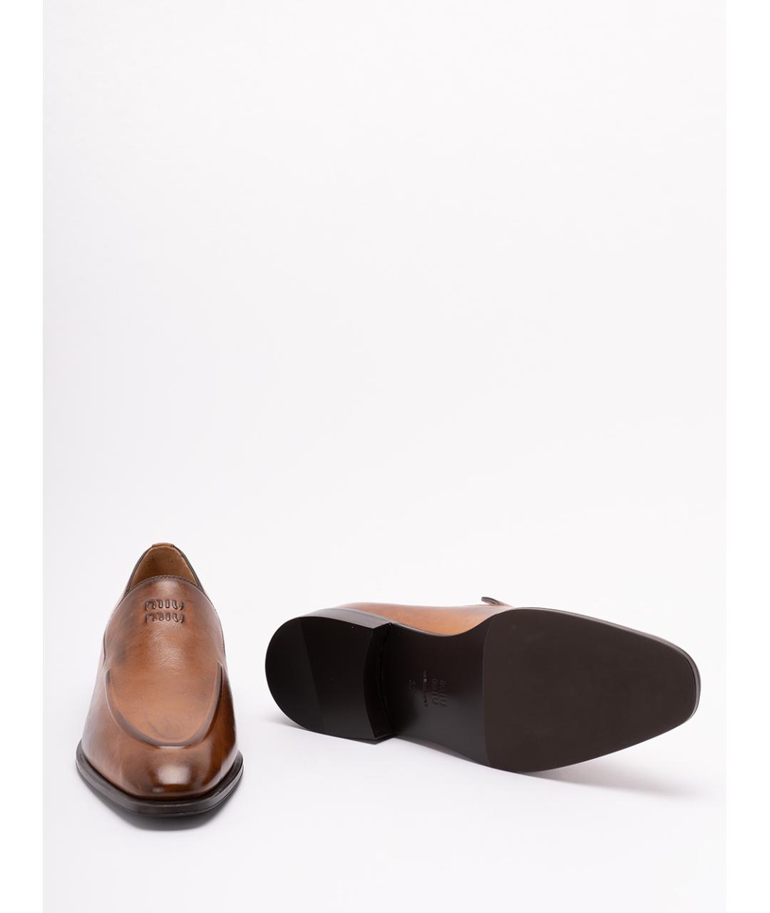 MIU MIU Коричневые кожаные лоферы, фото 4