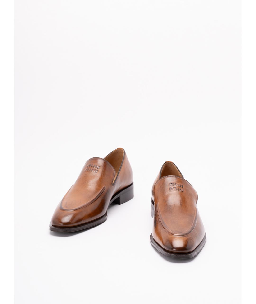 MIU MIU Коричневые кожаные лоферы, фото 2