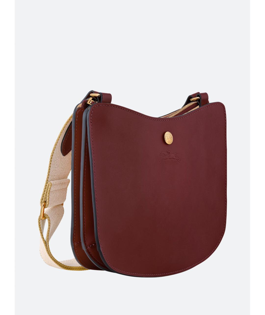 LONGCHAMP Бордовая кожаная сумка через плечо, фото 3