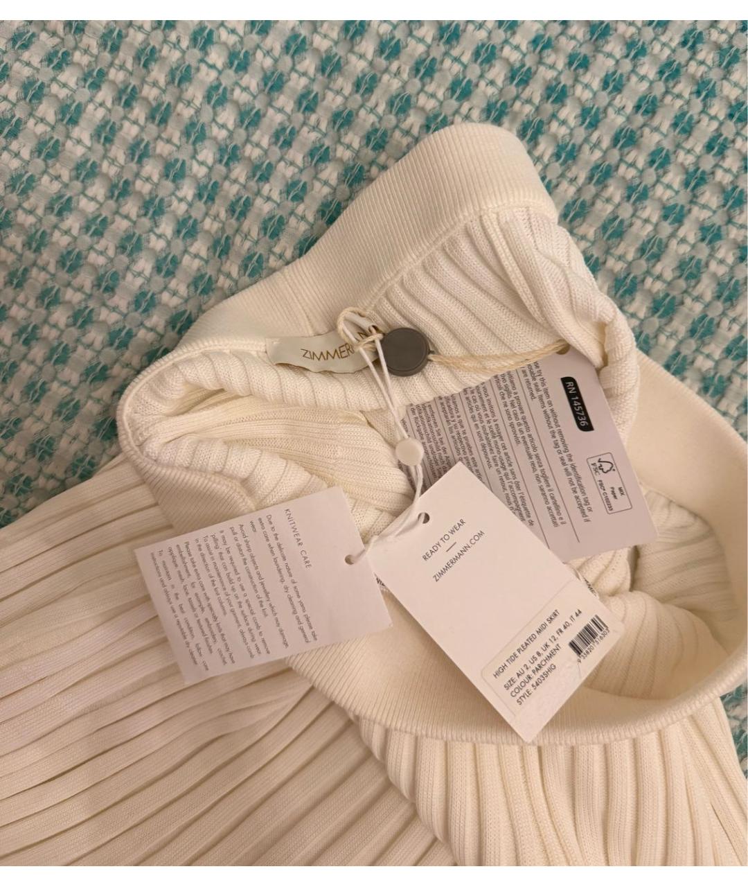 ZIMMERMANN Белая вискозная юбка миди, фото 3