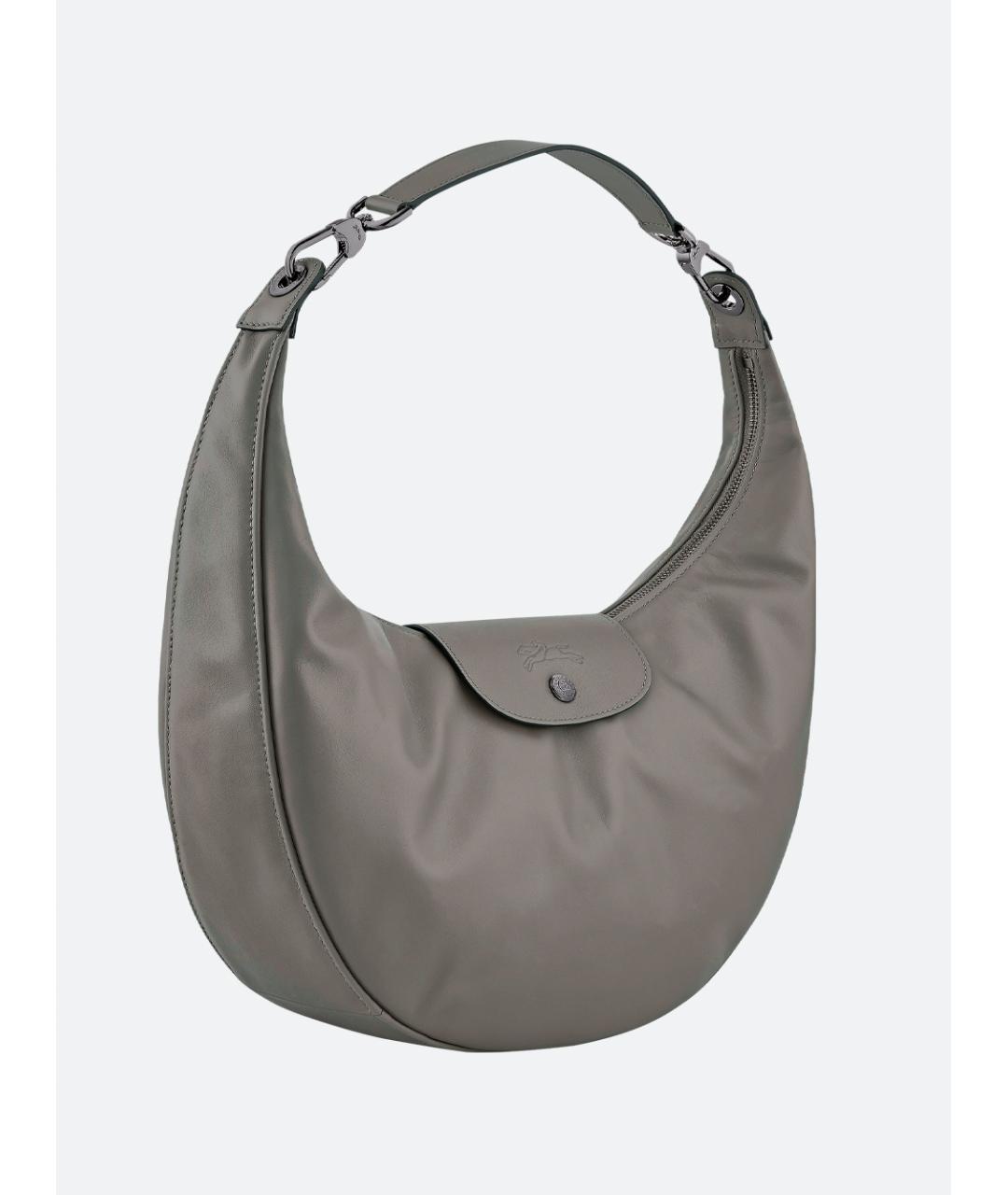 LONGCHAMP Серая кожаная сумка через плечо, фото 3