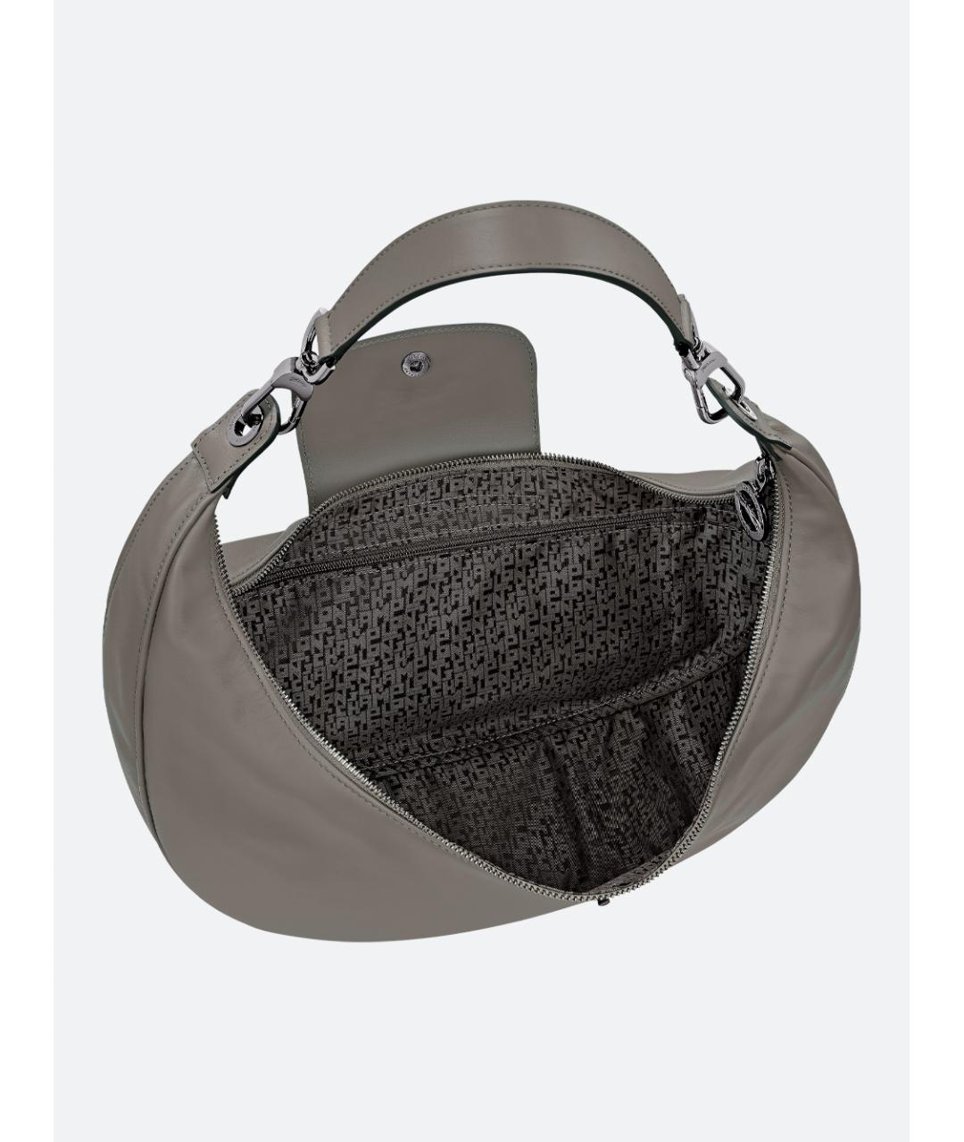 LONGCHAMP Серая кожаная сумка через плечо, фото 4