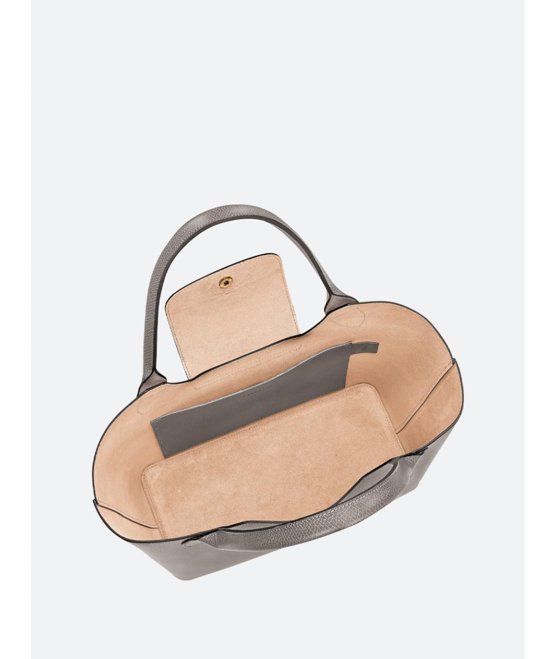 LONGCHAMP Серая кожаная сумка тоут, фото 4