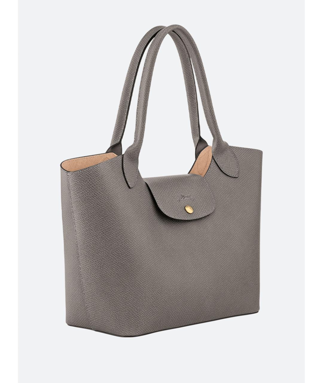 LONGCHAMP Серая кожаная сумка тоут, фото 3