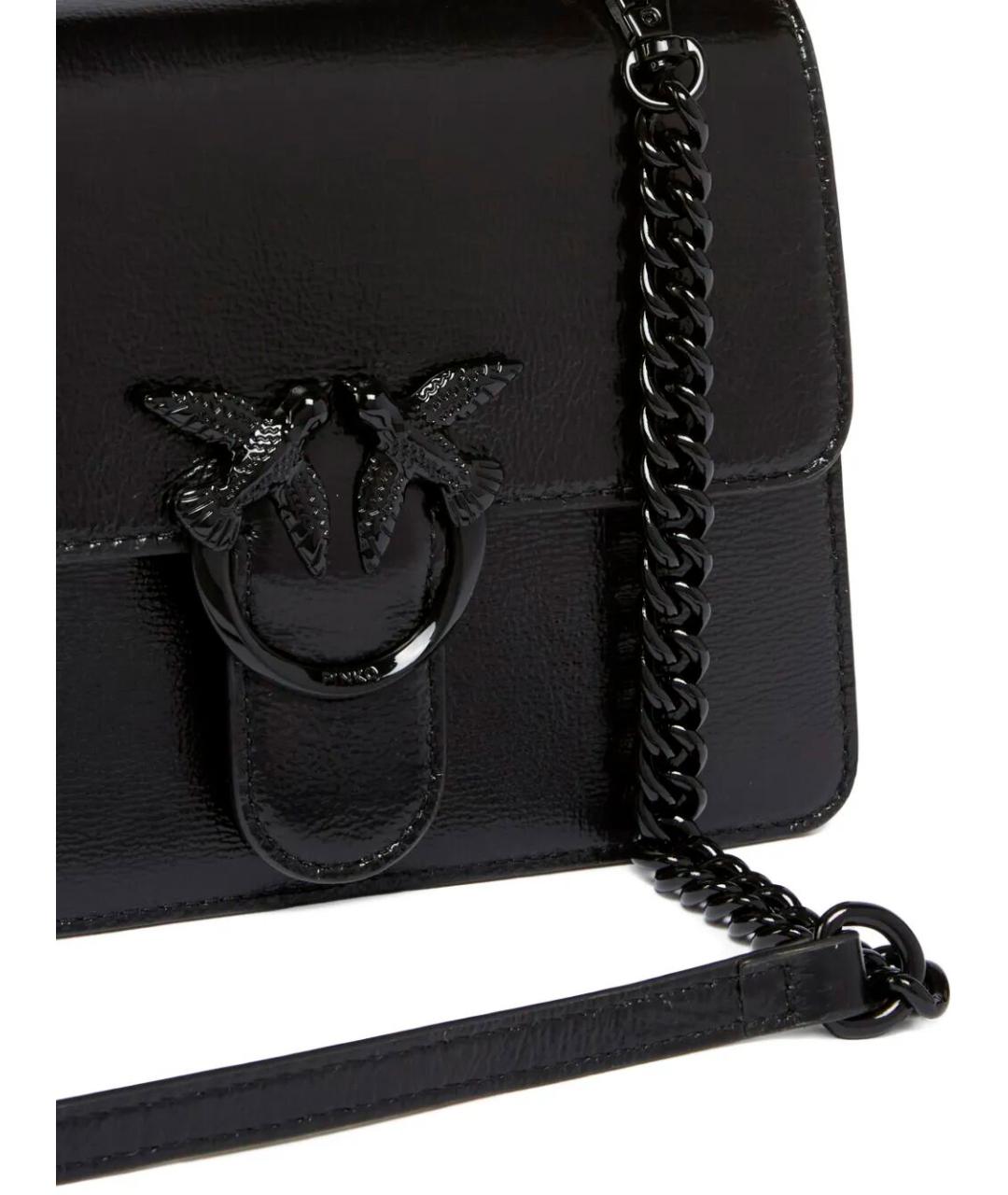 PINKO Черная кожаная сумка с короткими ручками, фото 4