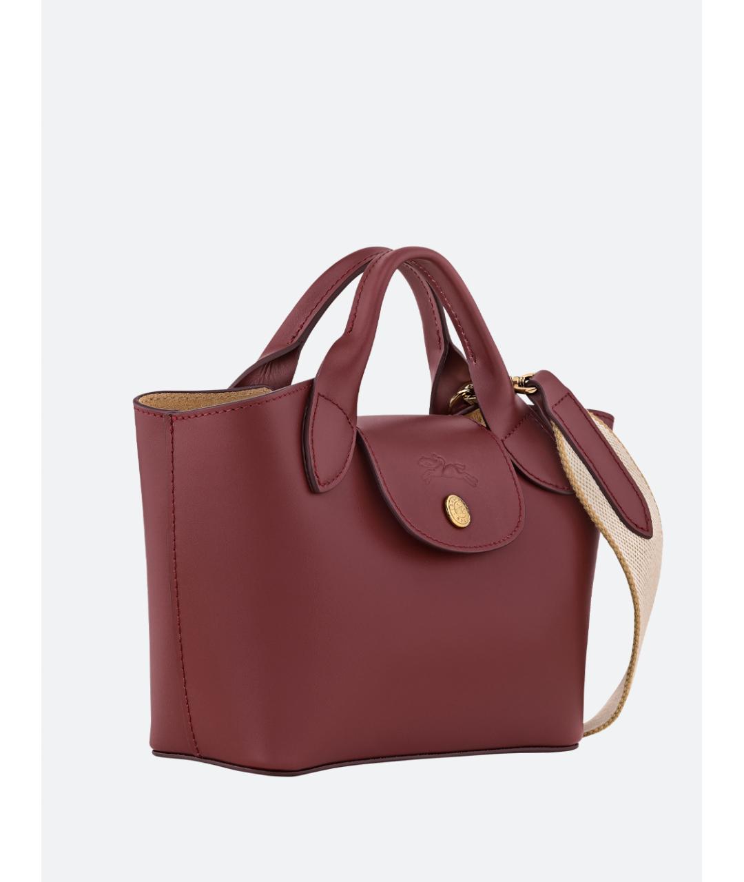 LONGCHAMP Бордовая кожаная сумка с короткими ручками, фото 3