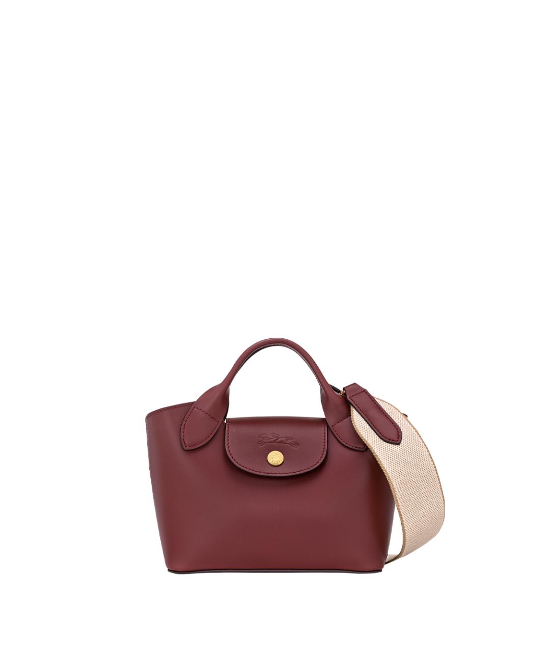 LONGCHAMP Бордовая кожаная сумка с короткими ручками, фото 1