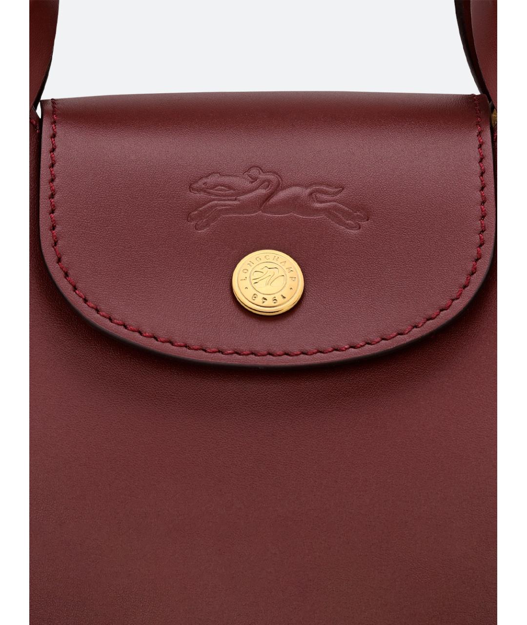 LONGCHAMP Бордовая кожаная сумка с короткими ручками, фото 5