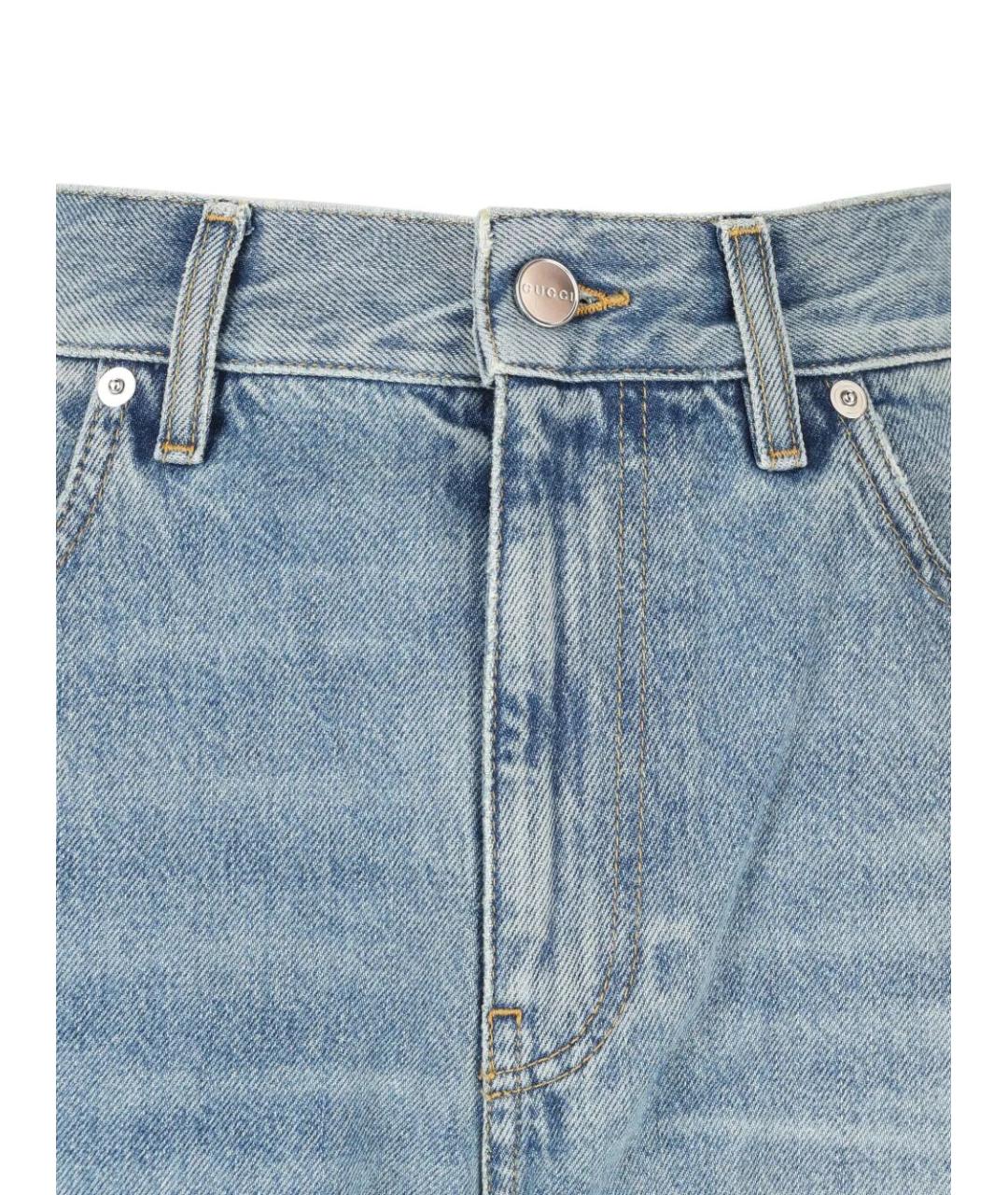 GUCCI Синие хлопковые прямые джинсы, фото 4