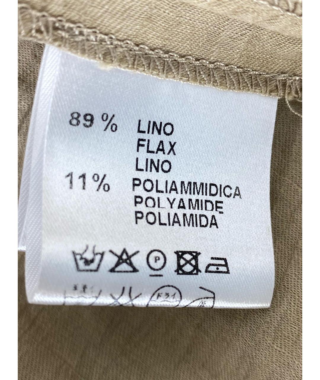 LIVIANA CONTI Бежевая льняная юбка миди, фото 8