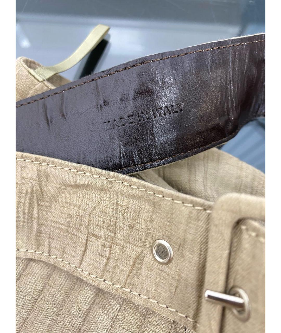 LIVIANA CONTI Бежевая льняная юбка миди, фото 4