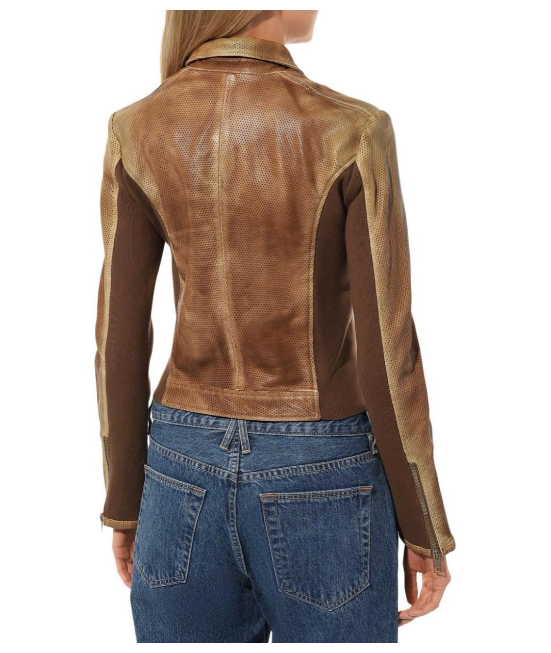 DIESEL Коричневая кожаная куртка, фото 4