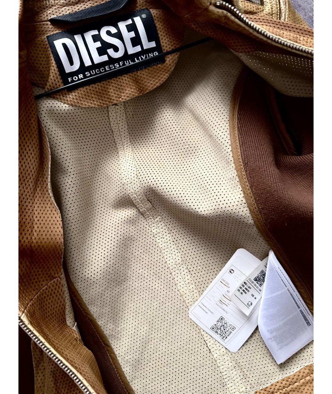 DIESEL Коричневая кожаная куртка, фото 7