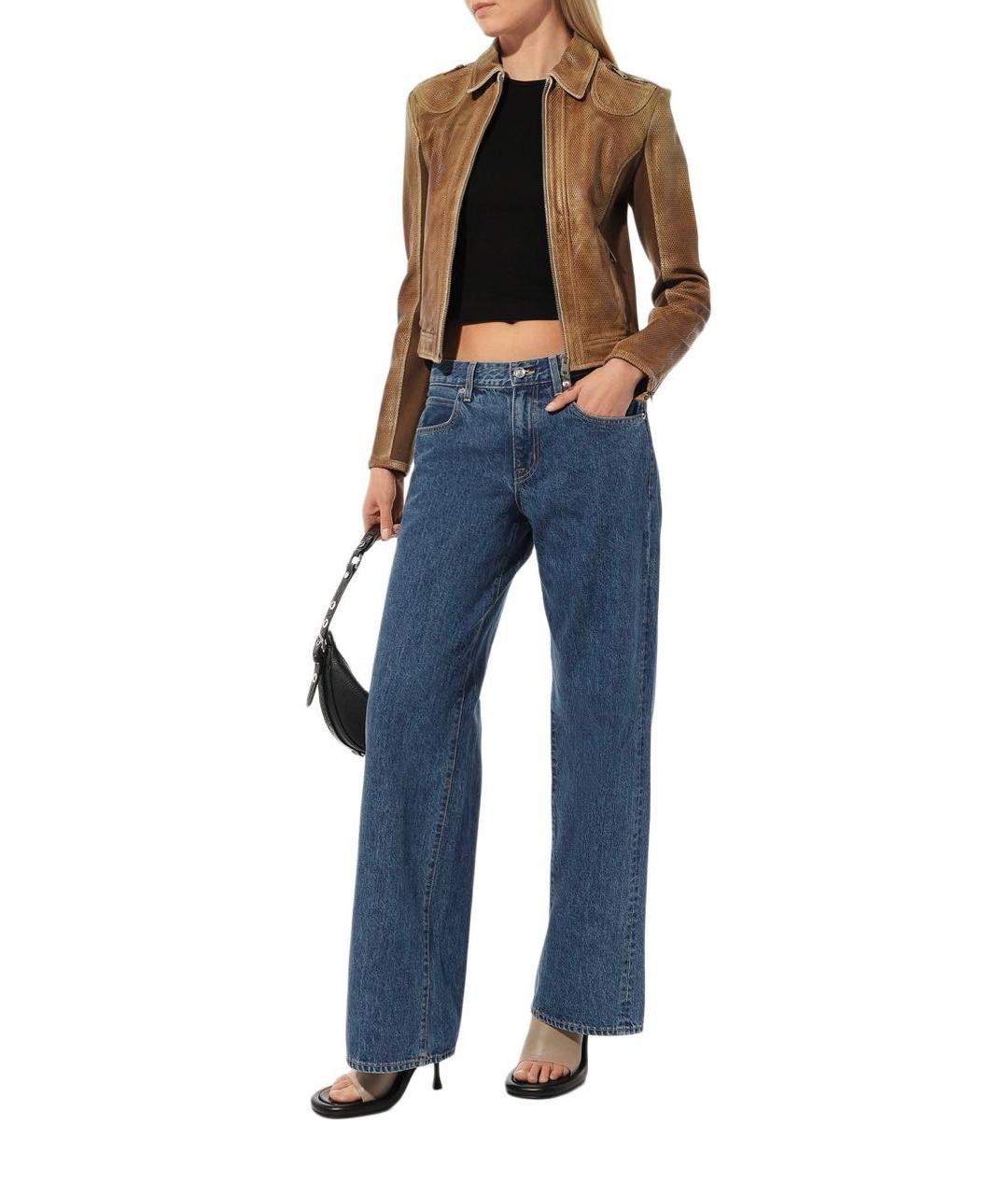 DIESEL Коричневая кожаная куртка, фото 2