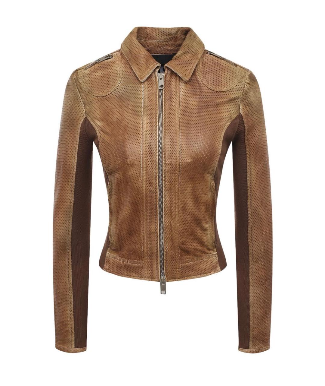 DIESEL Коричневая кожаная куртка, фото 1