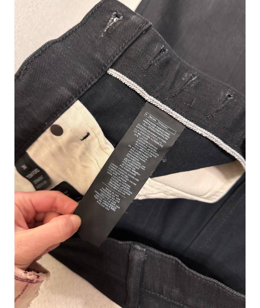 TOM FORD Черные хлопковые прямые джинсы, фото 5