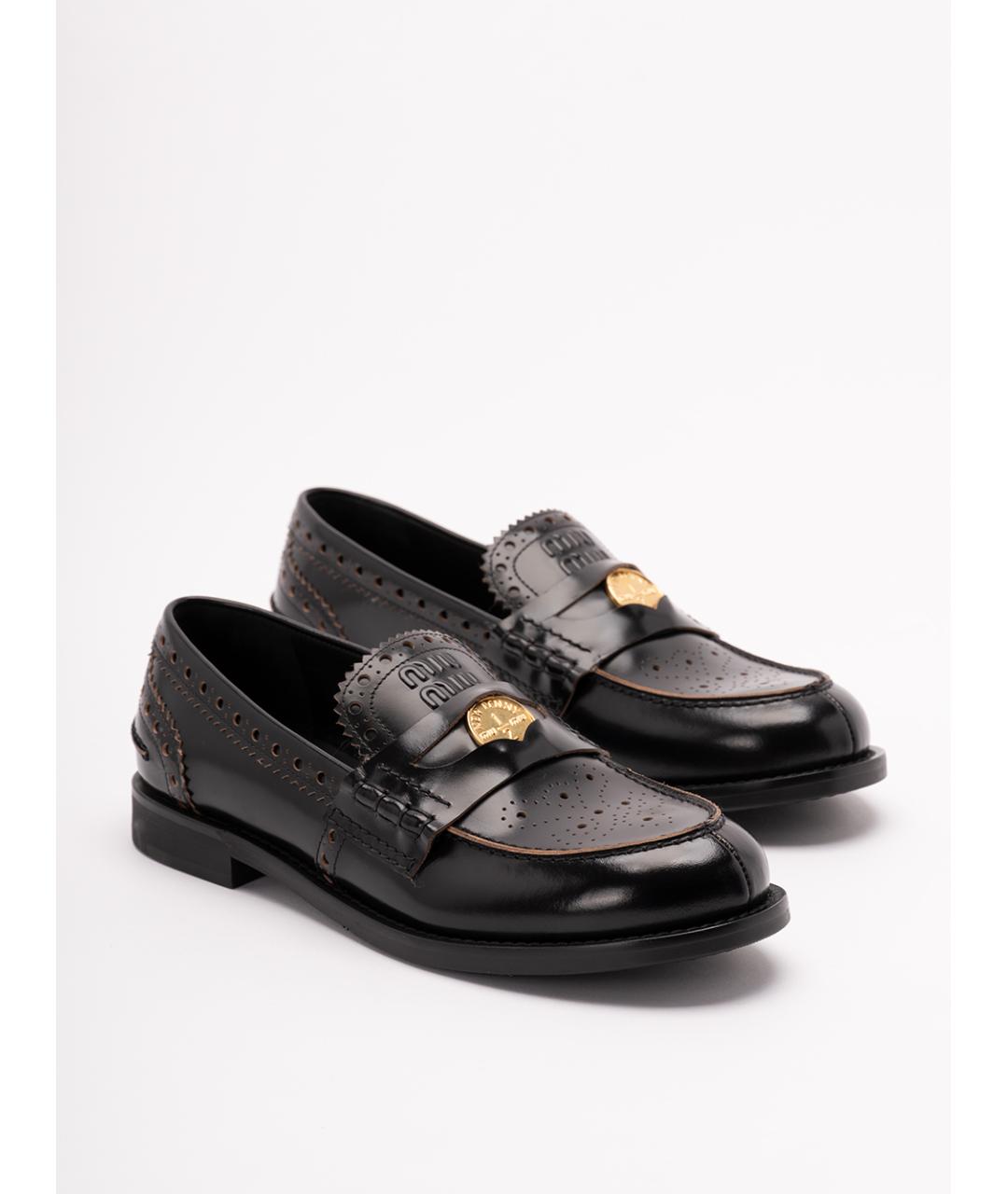 MIU MIU Черные кожаные лоферы, фото 5
