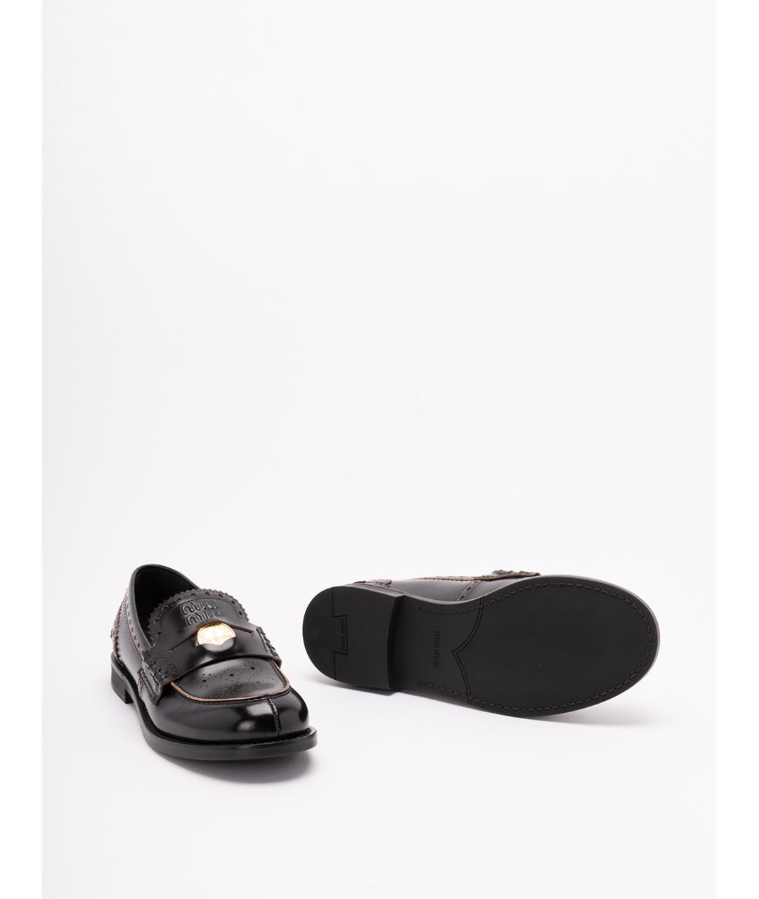 MIU MIU Черные кожаные лоферы, фото 4