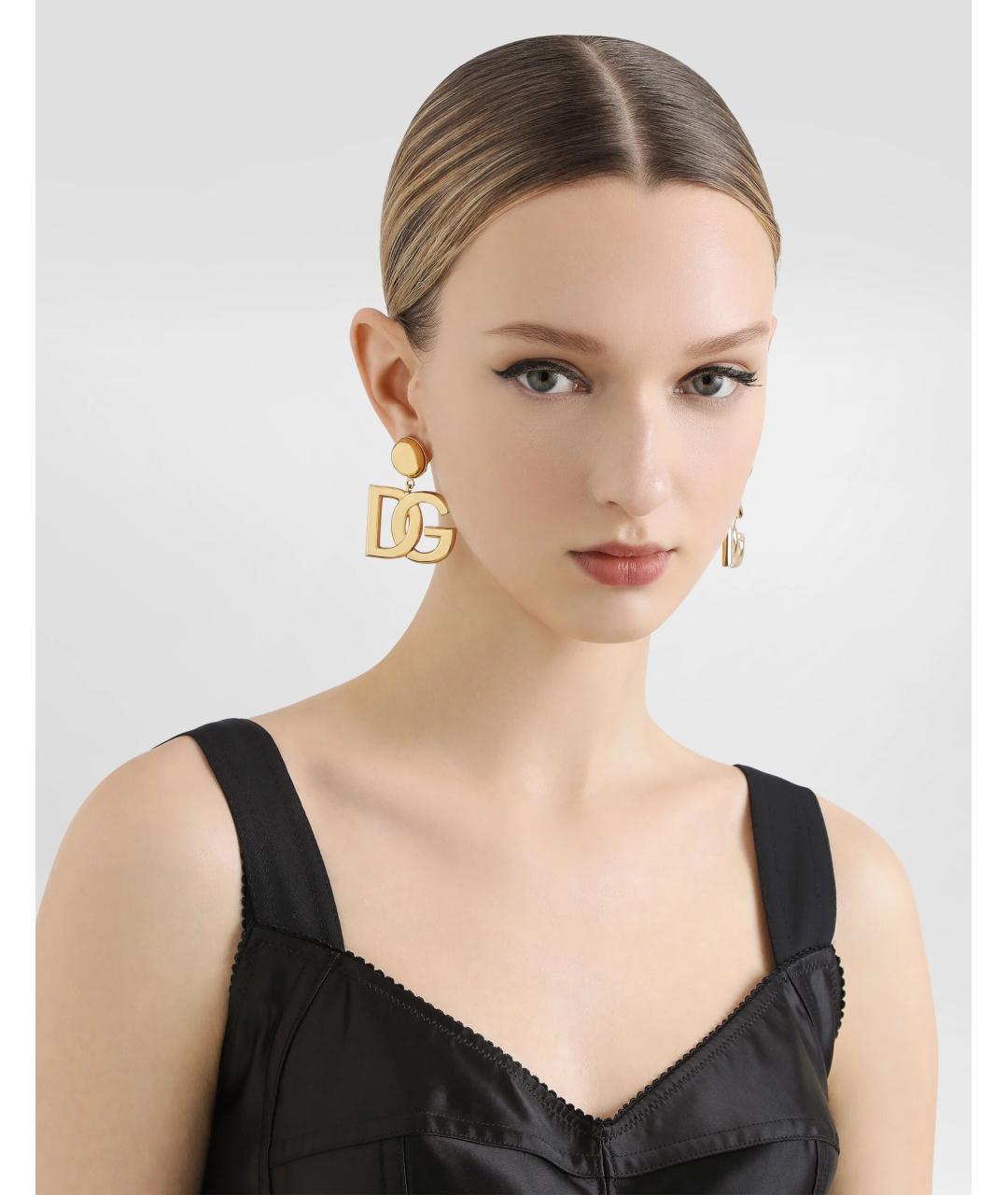 DOLCE&GABBANA Золотые металлические серьги, фото 3