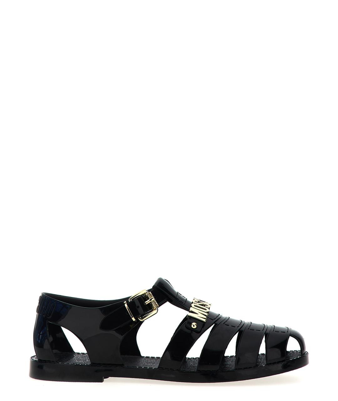 MOSCHINO Черные резиновые сандалии, фото 1