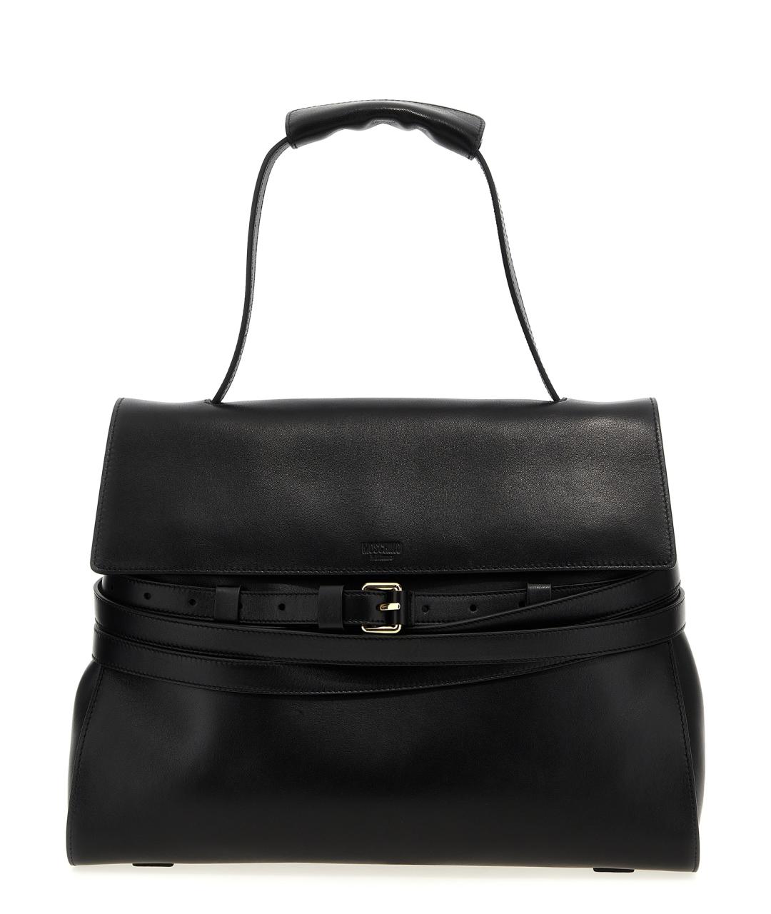 MOSCHINO Черная кожаная сумка тоут, фото 1