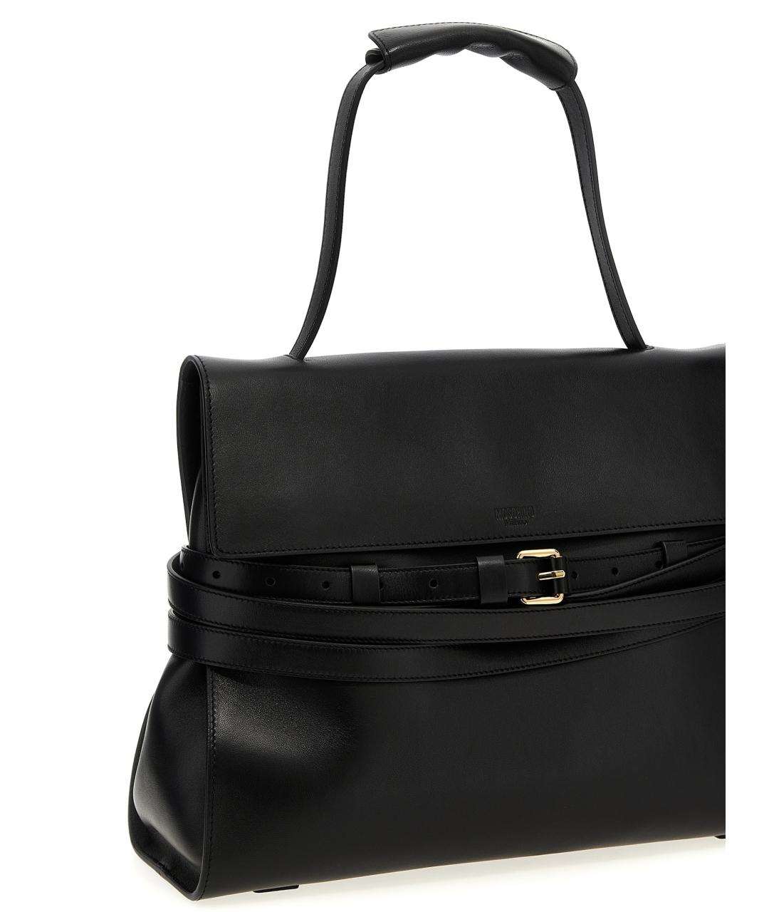 MOSCHINO Черная кожаная сумка тоут, фото 3