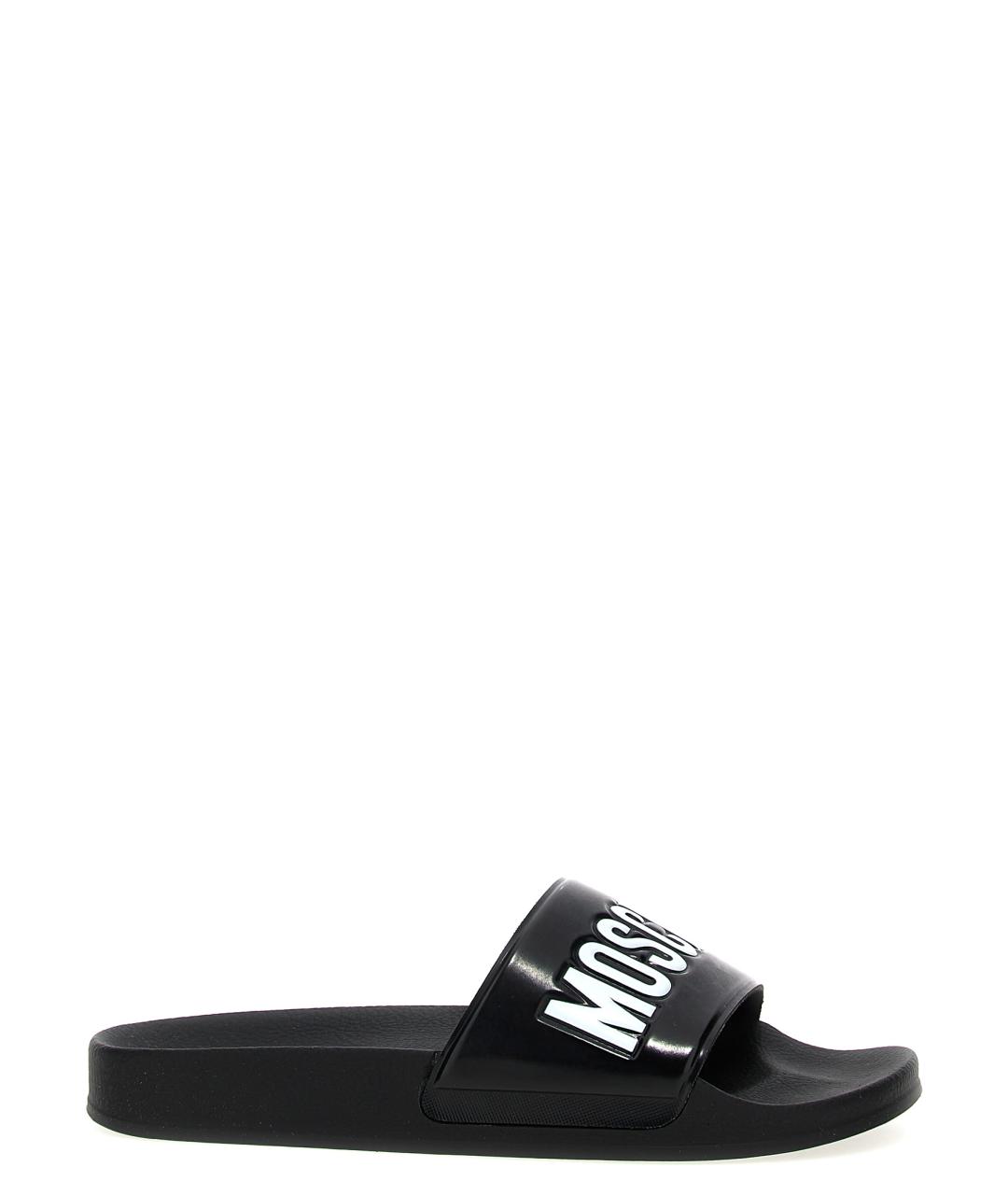 MOSCHINO Черные резиновые шлепанцы, фото 1