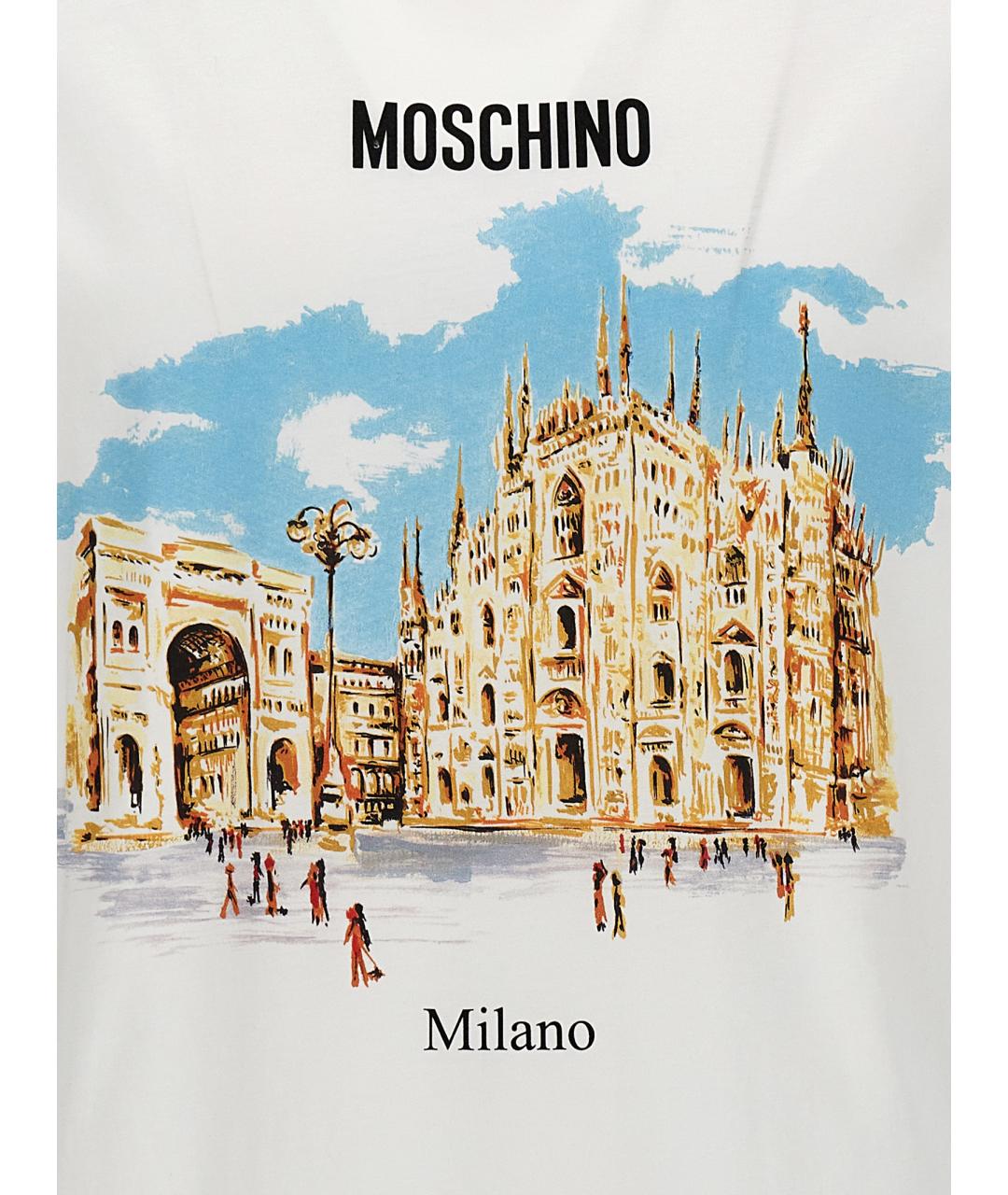 MOSCHINO Белая хлопковая футболка, фото 4