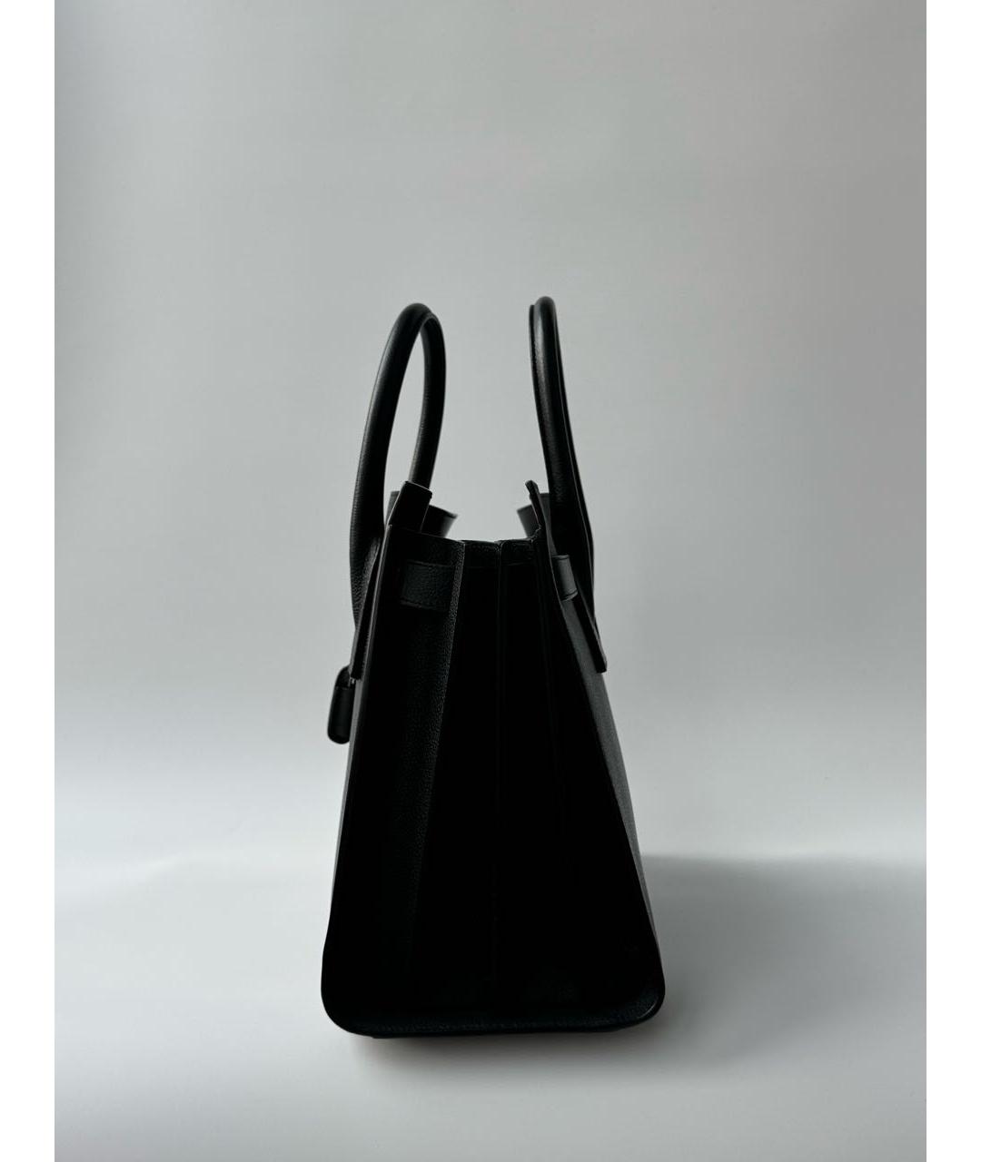 SAINT LAURENT Черная кожаная сумка с короткими ручками, фото 8