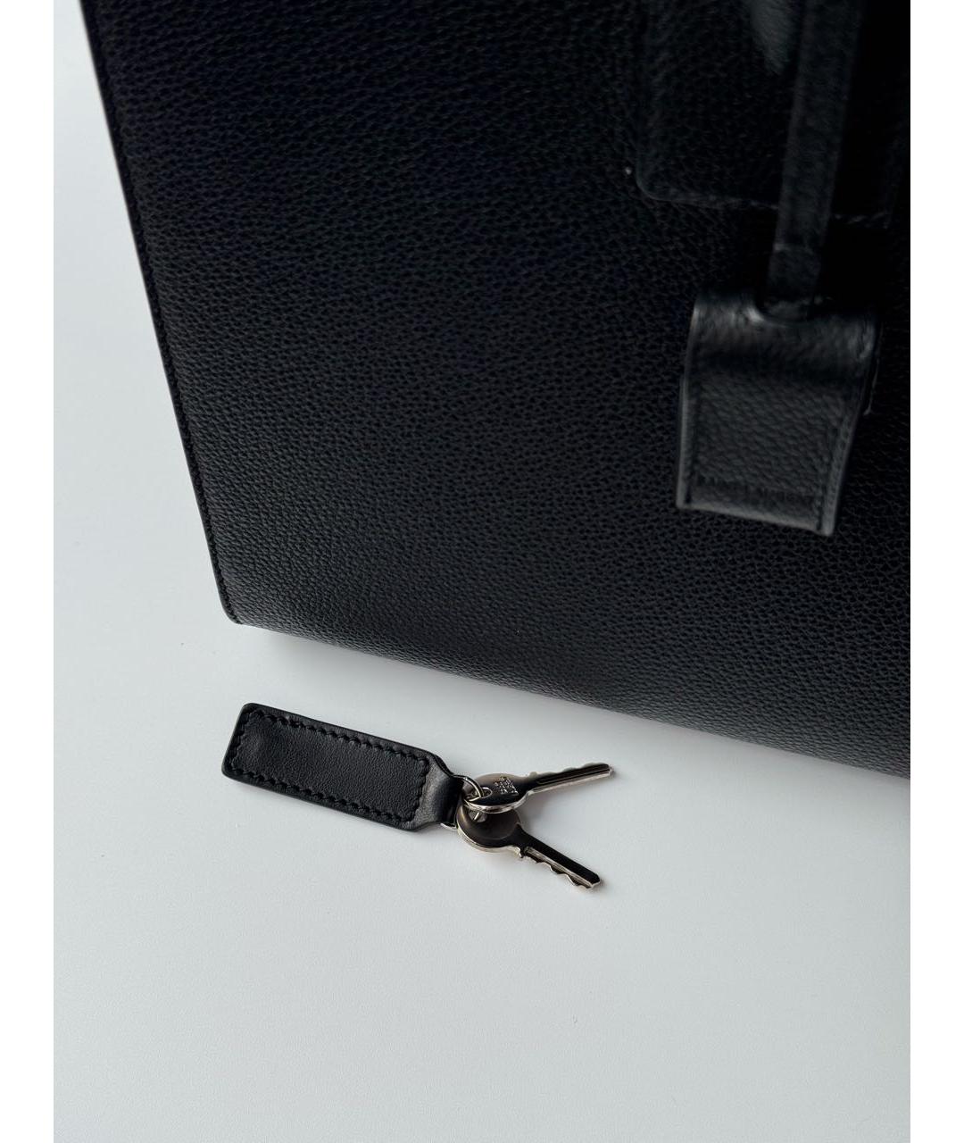 SAINT LAURENT Черная кожаная сумка с короткими ручками, фото 7