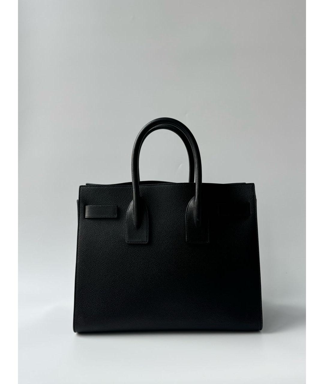 SAINT LAURENT Черная кожаная сумка с короткими ручками, фото 3