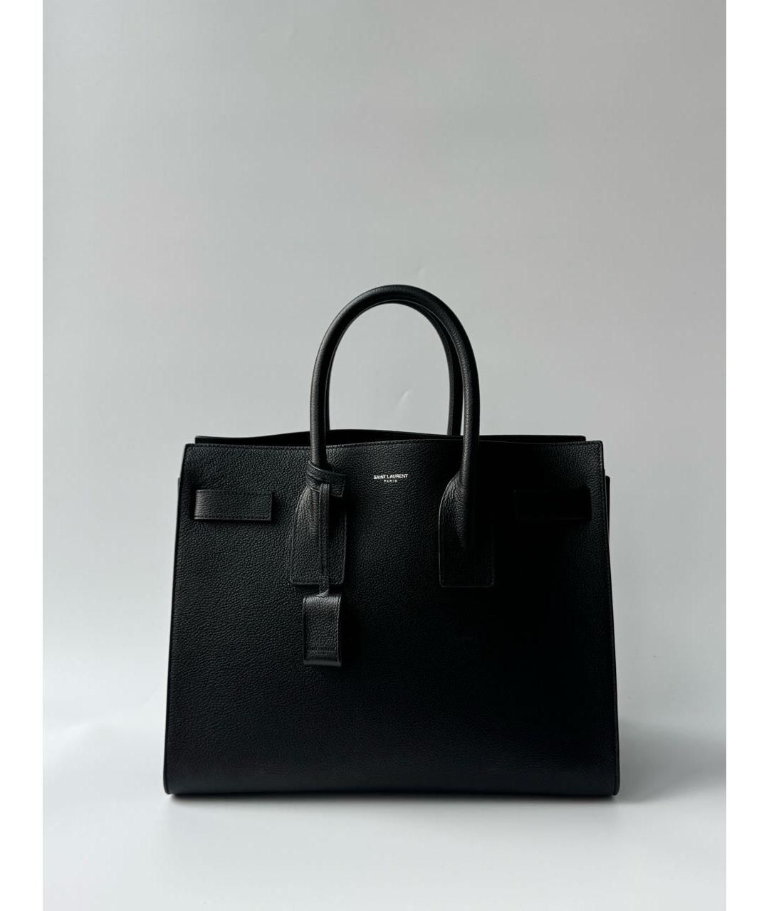 SAINT LAURENT Черная кожаная сумка с короткими ручками, фото 9