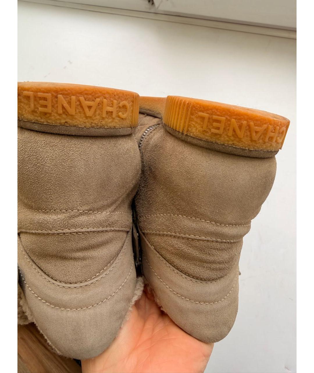 CHANEL Бежевые замшевые полусапоги, фото 4