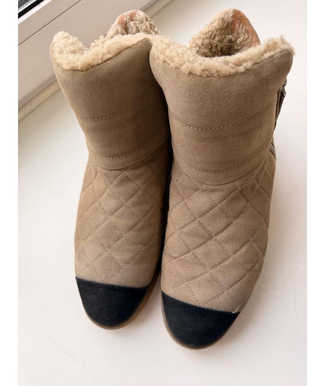 CHANEL Бежевые замшевые полусапоги, фото 2