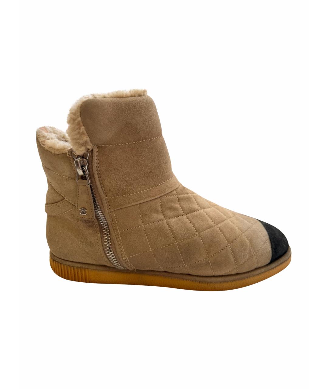 CHANEL Бежевые замшевые полусапоги, фото 1