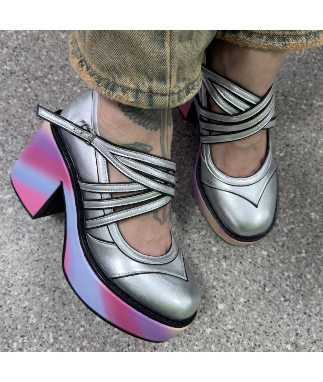 TWIN-SET Серебряные туфли из искусственной кожи, фото 4