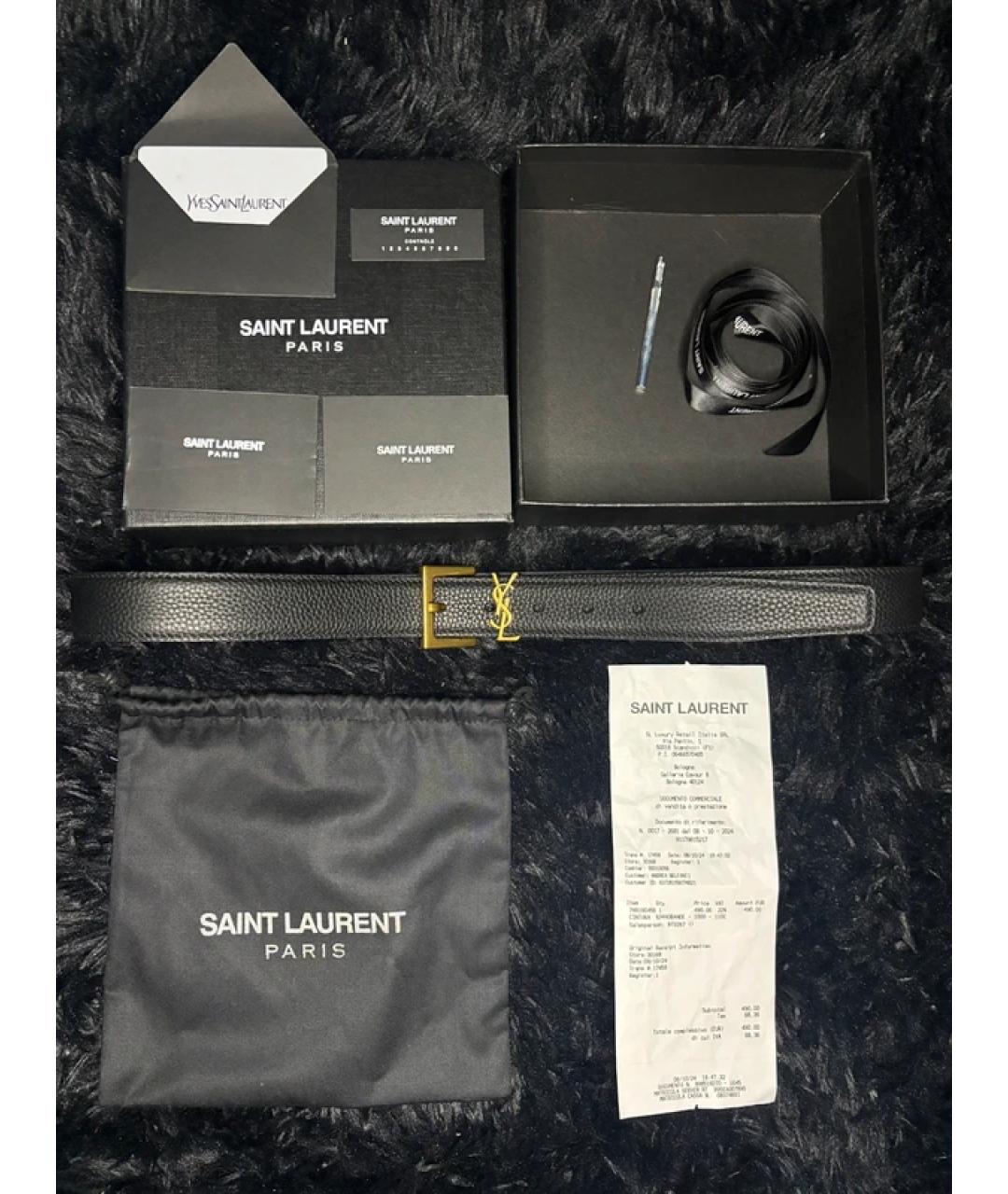 SAINT LAURENT Черный кожаный ремень, фото 2