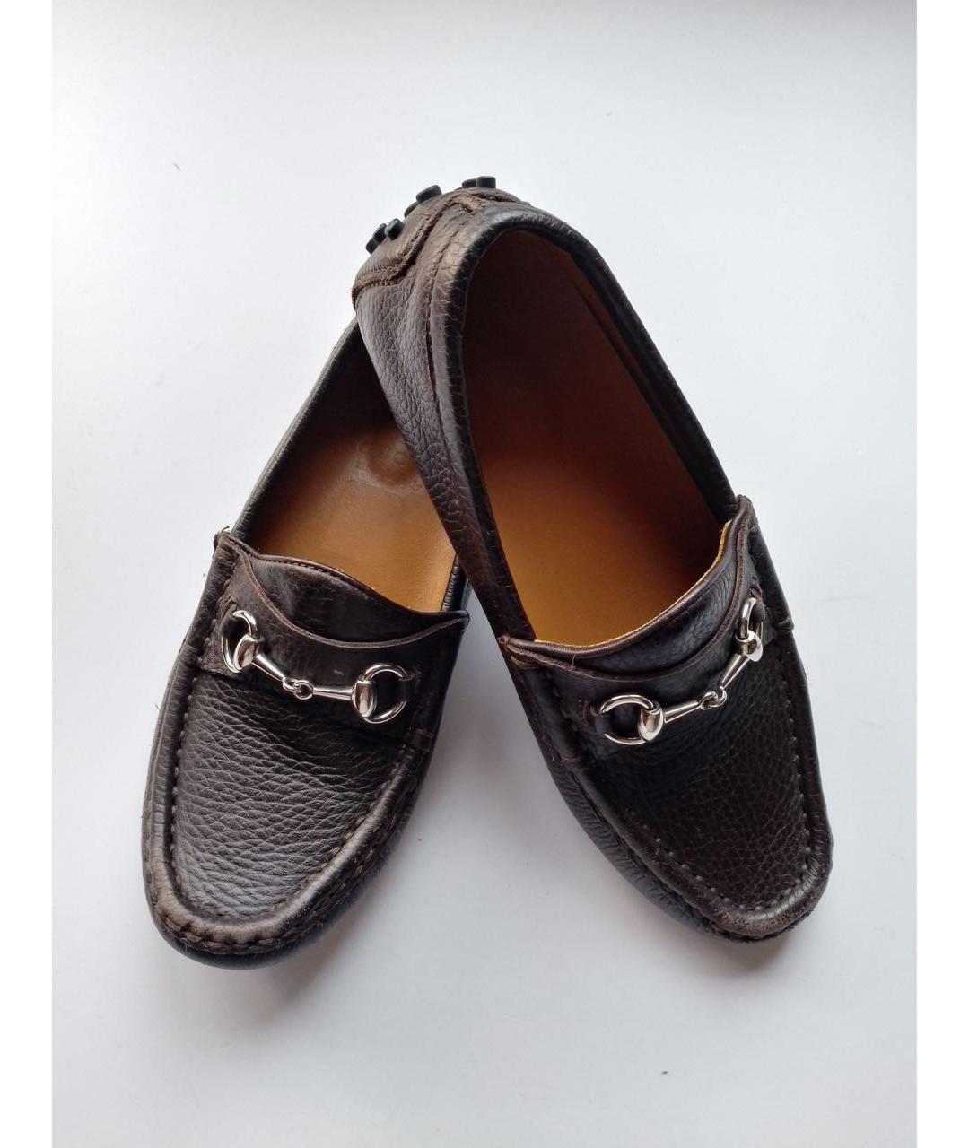 GUCCI KIDS Коричневые кожаные лоферы/мокасины, фото 3