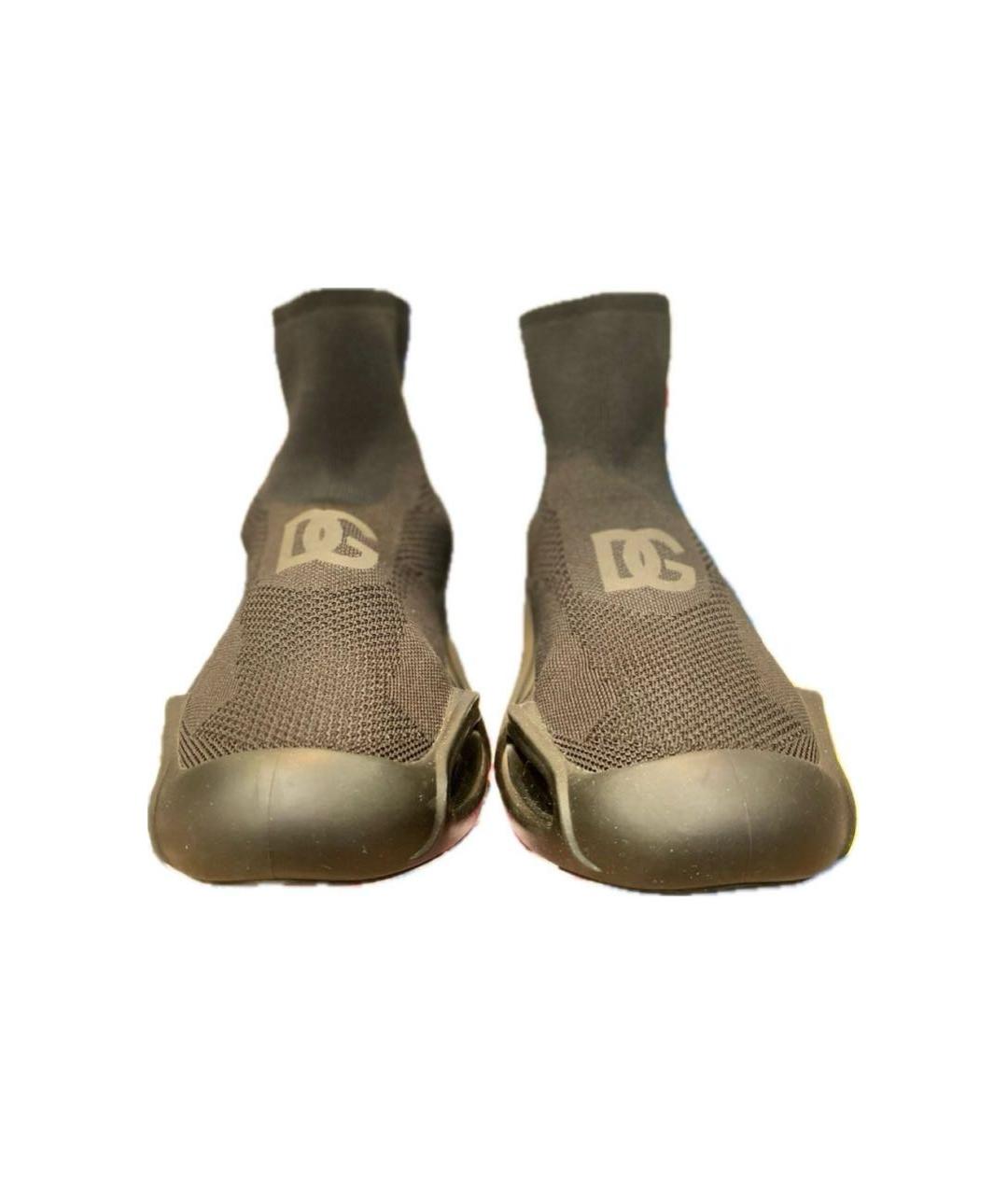 DOLCE&GABBANA Черные текстильные высокие кроссовки / кеды, фото 5