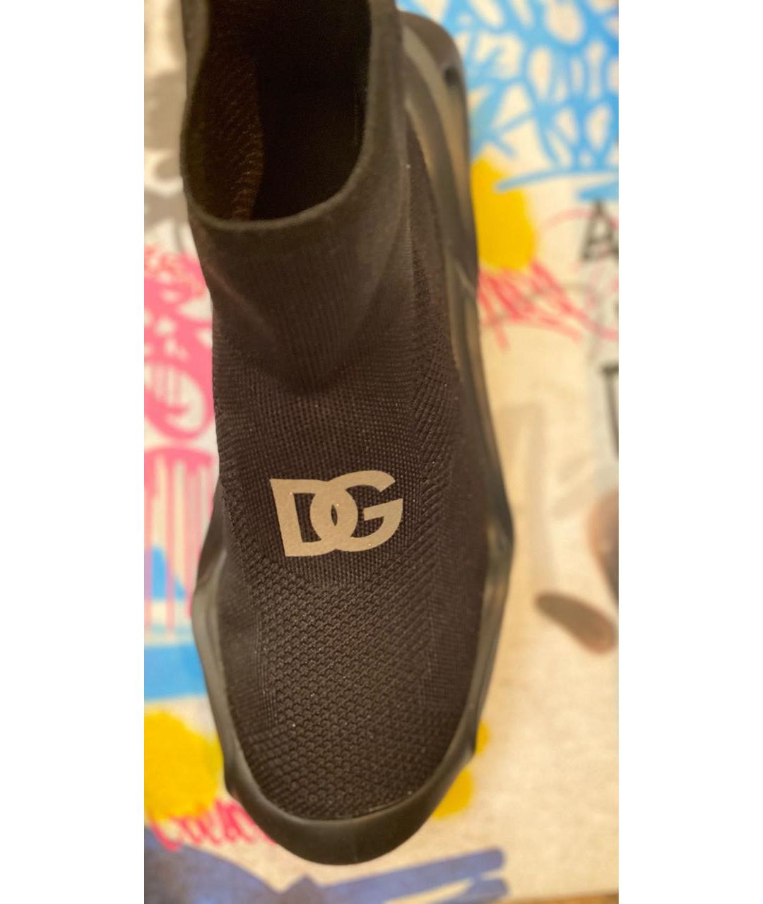 DOLCE&GABBANA Черные текстильные высокие кроссовки / кеды, фото 7