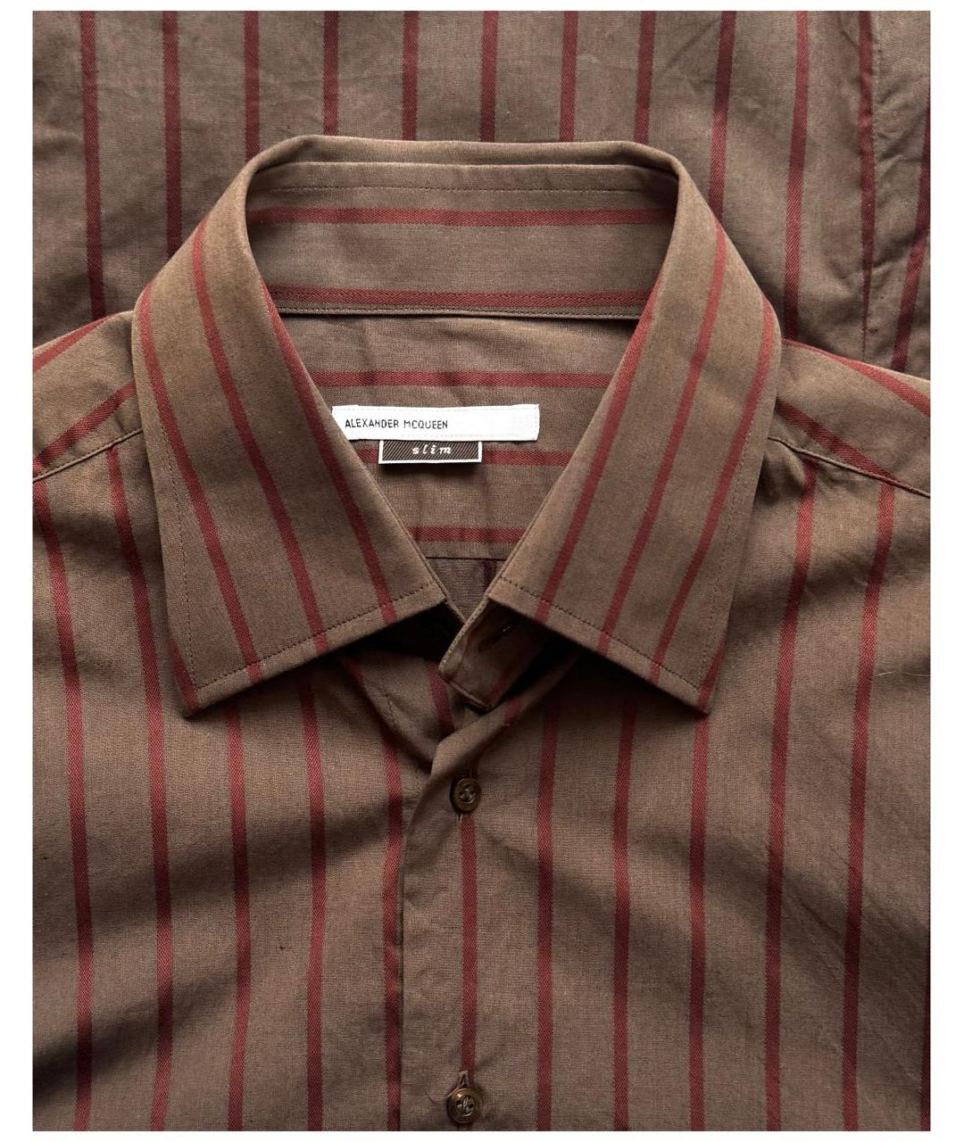 ALEXANDER MCQUEEN Коричневая хлопковая кэжуал рубашка, фото 4