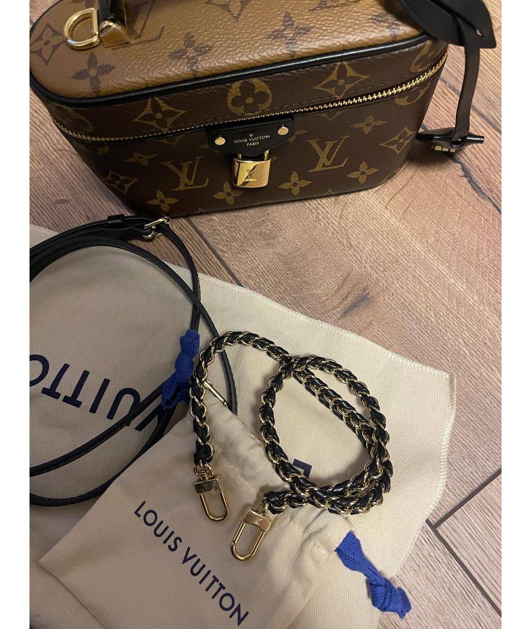 LOUIS VUITTON Коричневая кожаная сумка через плечо, фото 6