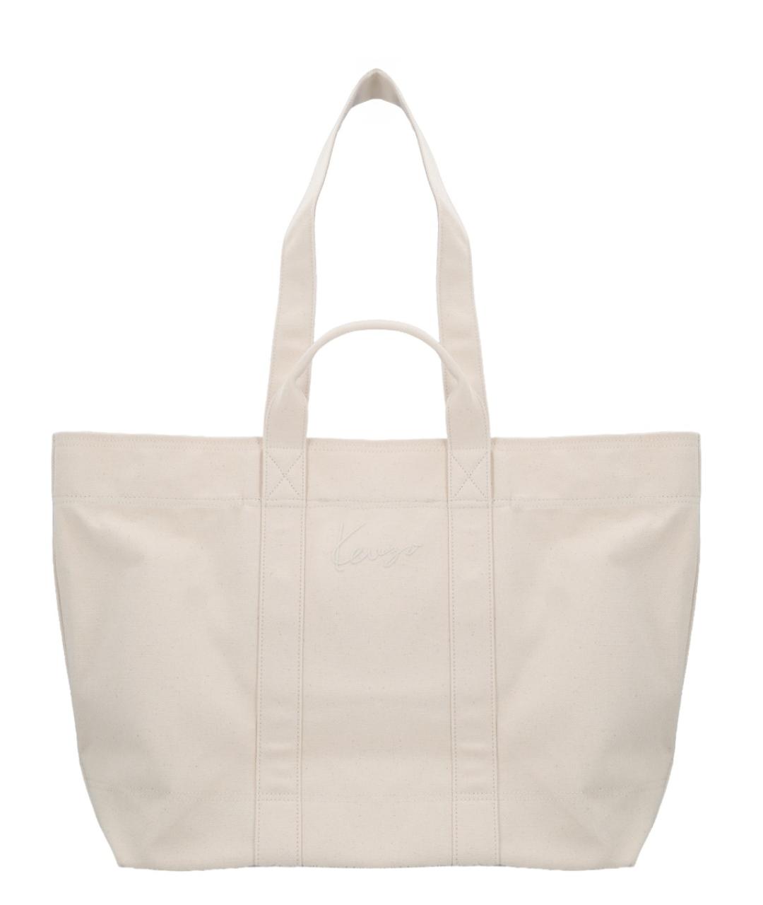 KENZO Белая хлопковая сумка тоут, фото 2