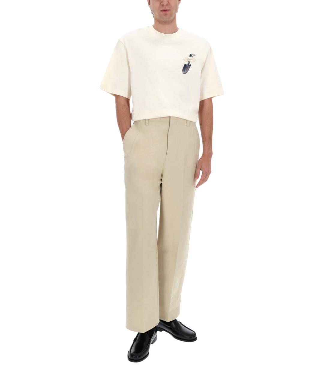 JACQUEMUS Бежевые хлопковые повседневные брюки, фото 2
