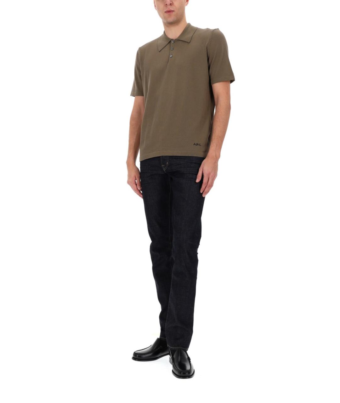 A.P.C. Зеленые хлопковое поло с коротким рукавом, фото 2
