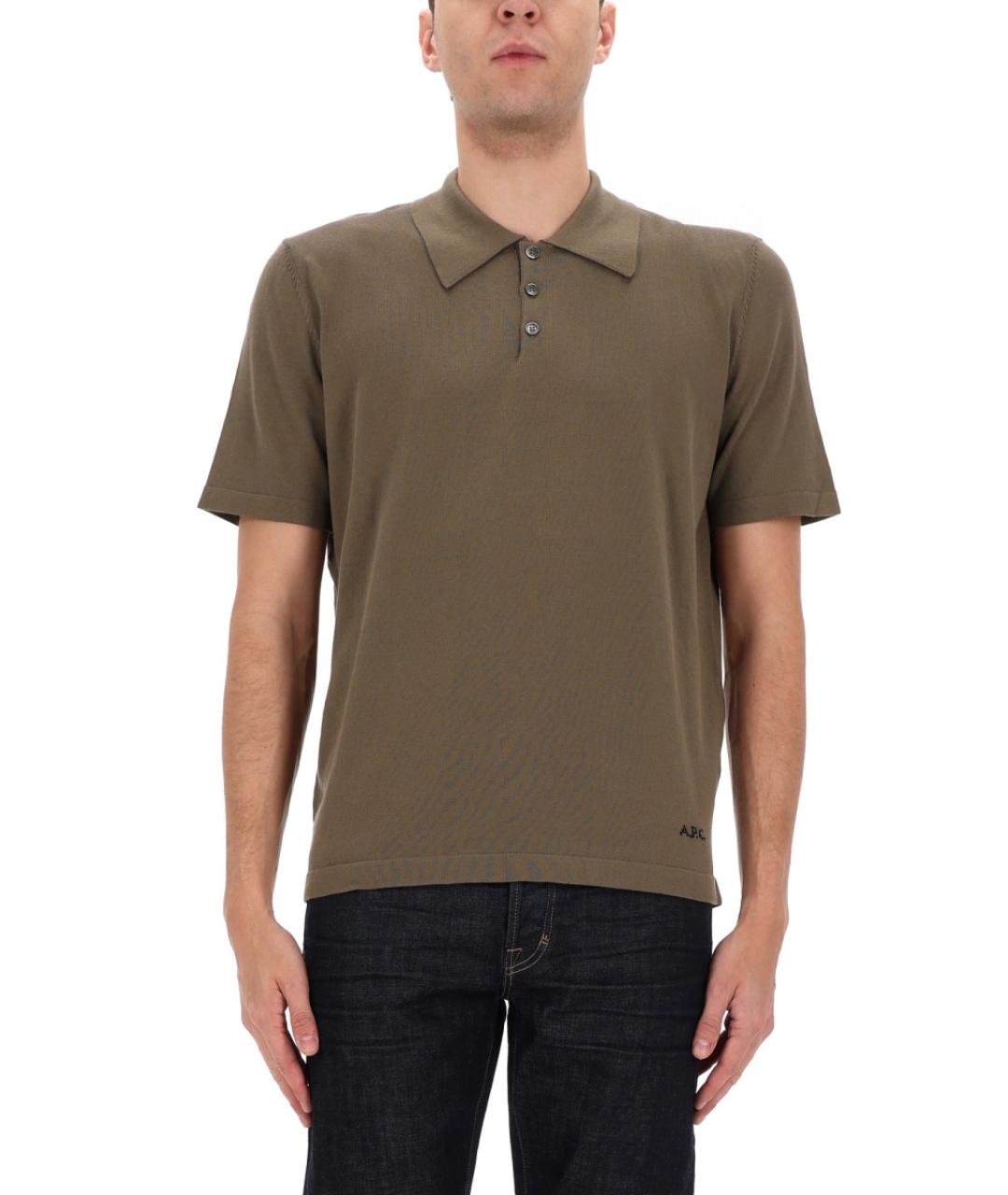 A.P.C. Зеленые хлопковое поло с коротким рукавом, фото 4