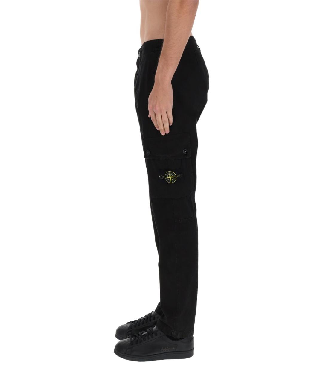 STONE ISLAND Черные хлопковые повседневные брюки, фото 4