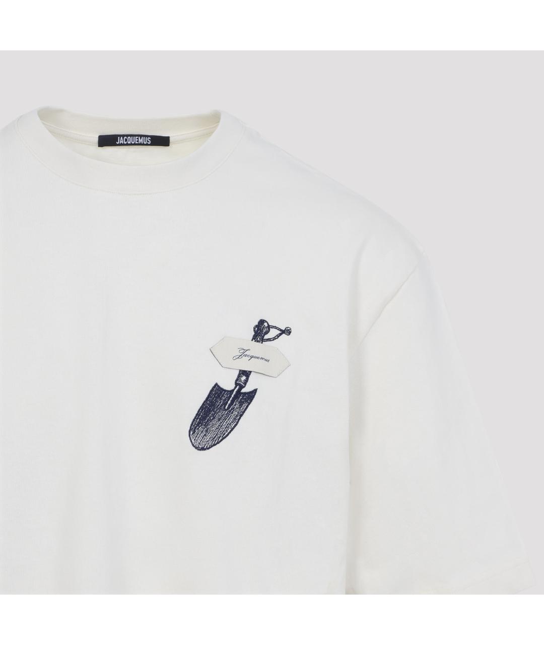 JACQUEMUS Белая хлопковая футболка, фото 4