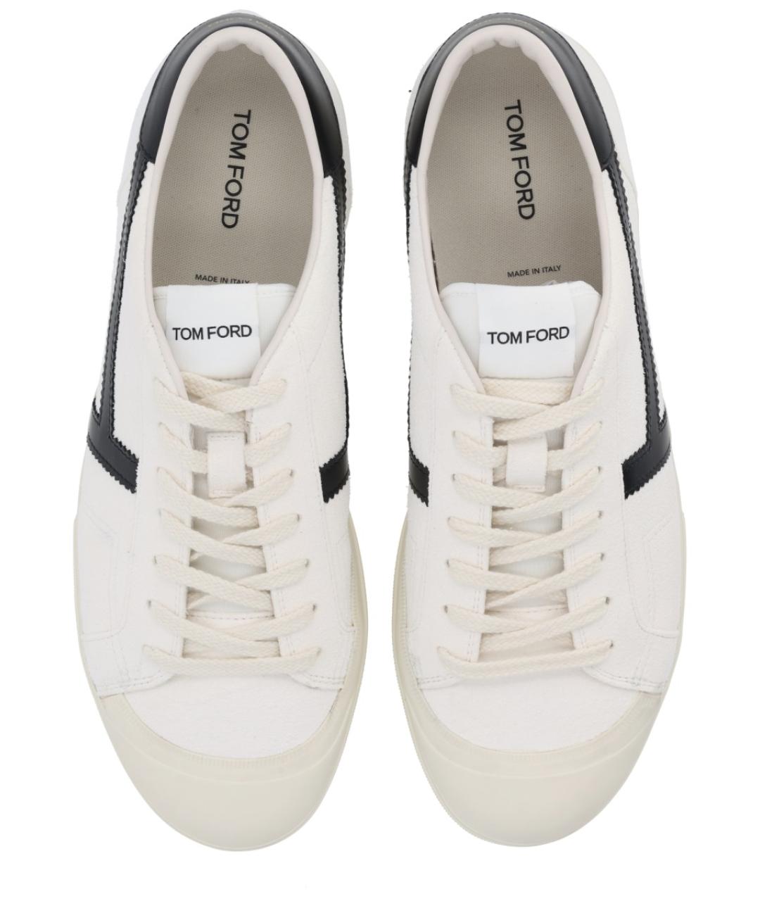 TOM FORD Белые кожаные низкие кроссовки / кеды, фото 5