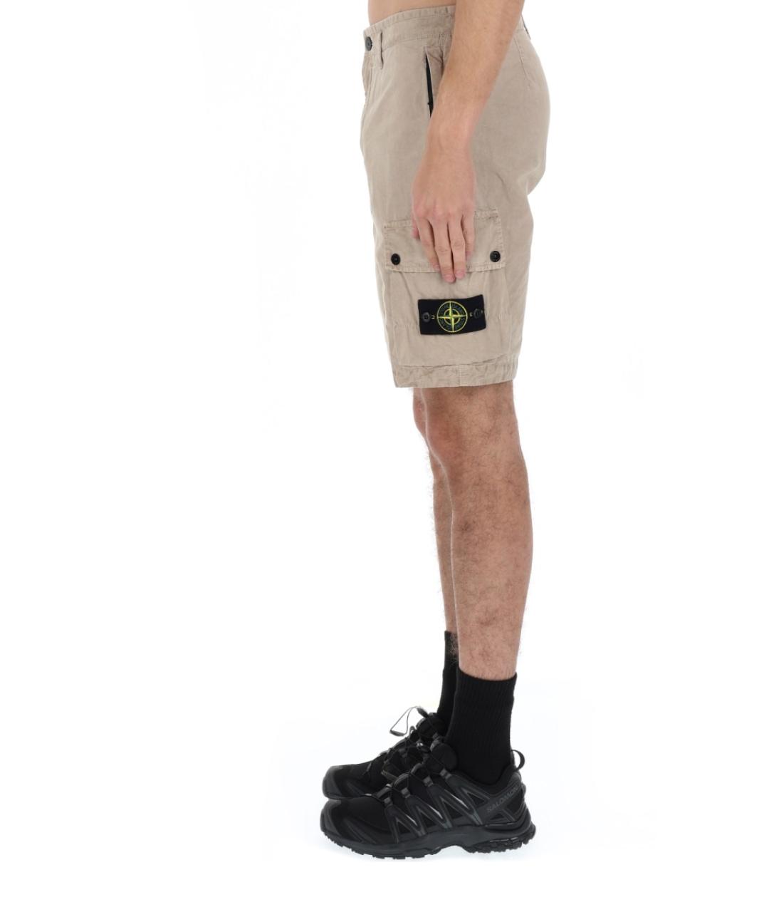 STONE ISLAND Бежевые хлопковые шорты, фото 5
